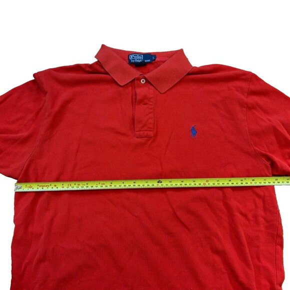 Vintage 90s Polo Ralph Lauren Polo Shirt Mens Large L Red w/ Blue Logo - Picture 3 of 5